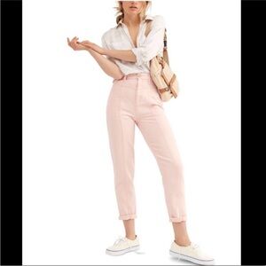 Free People Blush Pink High Rise Straight Leg Mom Jeans Size 26